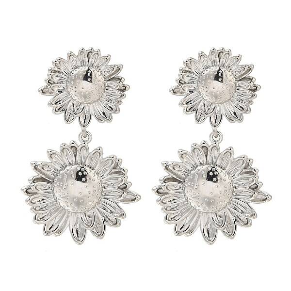 Rack Plating Flower Brass Stud Earrings