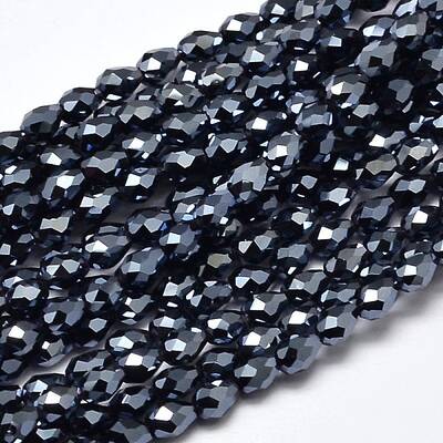 Faceted Teardrop Full Plated Electroplate Glass Beads Strands