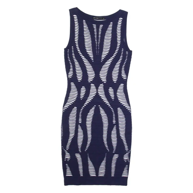 KAREN MILLEN Womens Bodycon Dress Blue Viscose Sleeveless Midi S