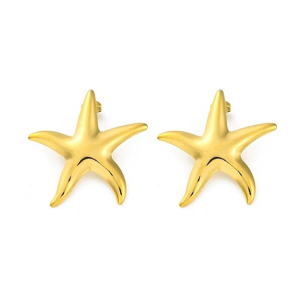 Ion Plating(IP) 304 Stainless Steel Starfish Stud Earrings