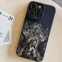 Gothic-Style Guadalupe Pattern Smartphone Case, Anti-drop Shockproof Cellphone Protective Cover, Compatible with iPhone S...