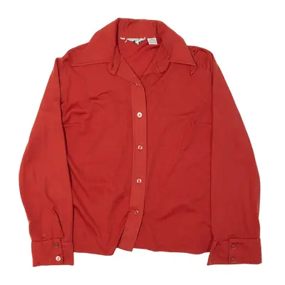 SAKS FIFTH AVENUE Plain Shirt Red 80s Long Sleeve Womens S