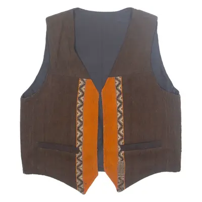 Mens Waistcoat Brown Crazy Pattern M