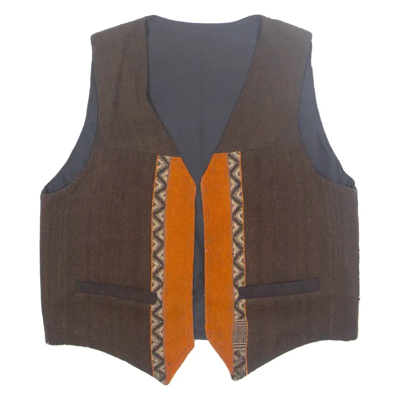 Mens Waistcoat Brown Crazy Pattern M