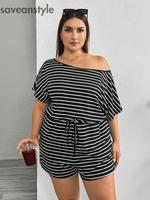 Plus Size Striped Romper for Effortless Summer Style