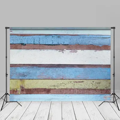 Vintage Blue Paint Wood Wall Photo Booth Backdrop - Aperturee