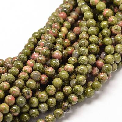 Natural Unakite Round Bead Strands
