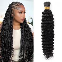 Deep Wave Bulk 100% Human Hair For Braiding No Weft Bundle Natural Black Virgin Hair Boho Braids #P4/27 Trendy In Summer Exte...