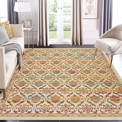 Garvee Area Rugs 8x10 Modern Floral Distressed Rug Machine Washable Area Rug Low Pile Non-Shedding Thin Floor Carpet Non-Slip...