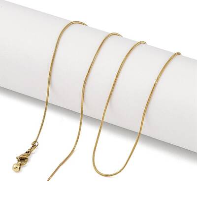 Ion Plaing(IP) 304 Stainless Round Snake Chain Necklaces