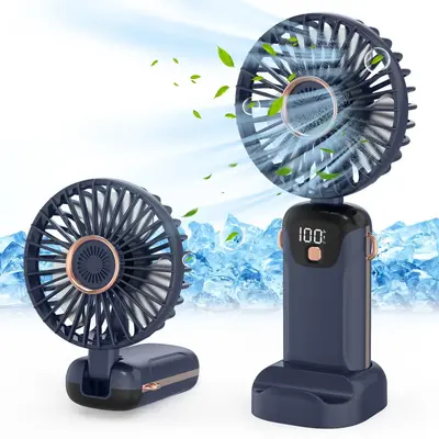 Portable Fan, 1 Count USB Rechargeable Handheld Fan Portable Mini Fan with Digital Display, 5 Speeds Adjustable Mini Fans fo...