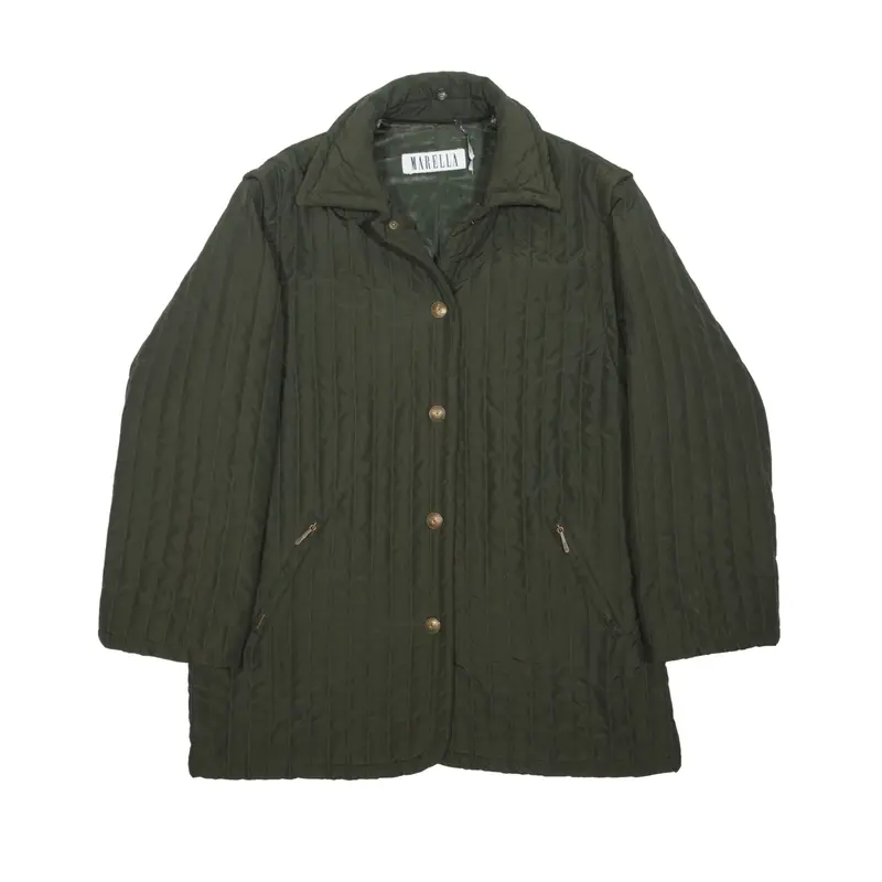MARELLA Insulated Removable Sleeve Quilted Jacket Green 90s Womens XL