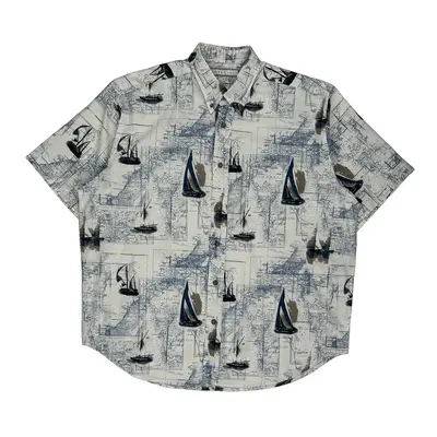 Monte Carlo Short Sleeve Shirt - Large Blue Cotton