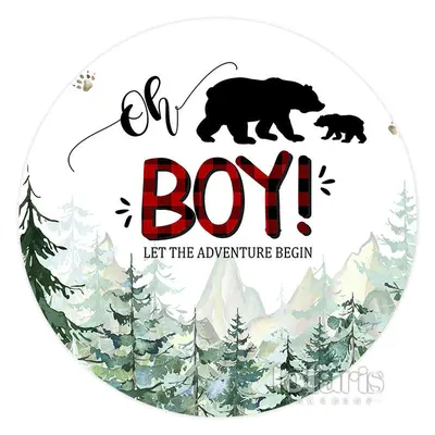 Aperturee Let The Adbenture Begin Circle Baby Shower Backdrop | Custom Round Backdrop | Round Baby Shower Backdrop | Baby Sho...