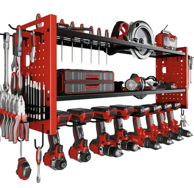 Poweer Tool Organizer Wall Cordless Drill Hanger Storage Rack 8 Drill Holder,3 Layers Heavy Duty Tool Storage Rack,Adjustable...