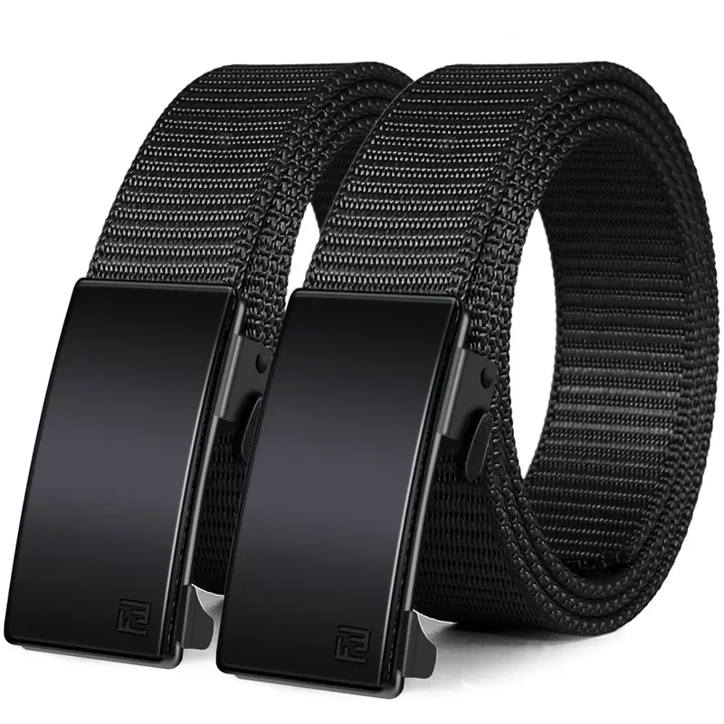 【Perfect fit】Fairwin Men's Ratchet Web Strap Micro-Adjust 1.25 Nylon Auto Buckle Sleek Golf & Casual Style Trendy Must-...