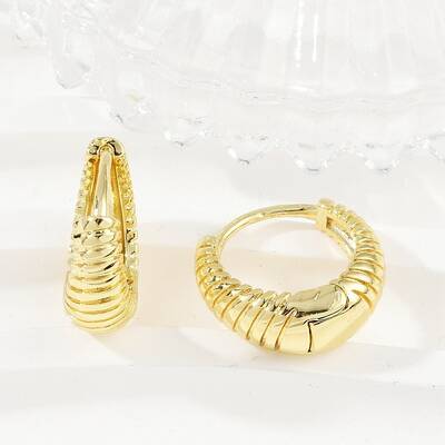 Brass Textured Hoop Earrings