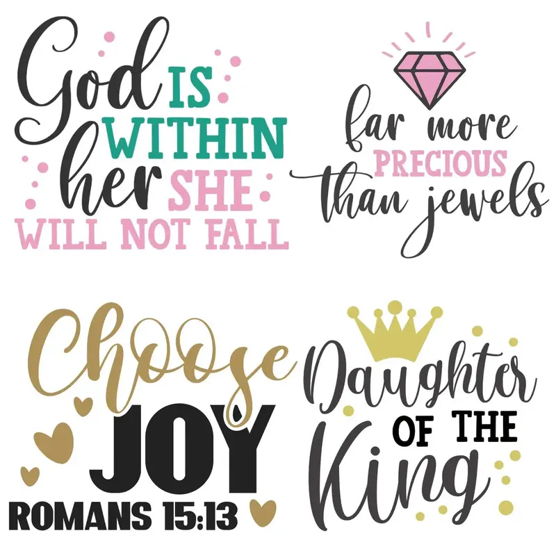 Letter Pattern Heat Transfer Sticker, 4 Counts/set Heat Transfer Sticker, DIY Heat Transfer Sticker for T-shirt, Clothes, Jea...