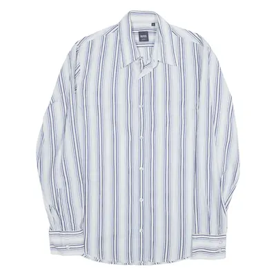 HUGO BOSS Slim Fit Shirt Blue Striped Long Sleeve Mens S