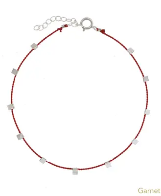 Hilo Anklet | Metal Color: Silver | Color: Garnet