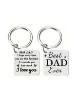 Personalized Letter Pattern Metal Lightweight Keychain, Square Shaped Stainless Steel Key Holder for Dad/mom/sister/brother/u...
