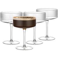 Vertical Grain Pattern Cocktail Glass Set, Vintage Champagne Glass, Reusable Wine Glass, Drinkware for Home Kitchen Party