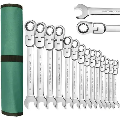 72-tooth Ratchet Wrench Set, Multipurpose Movable Head Wrench Set, Professional Hand Tool for Car Repair, Home Repair, DIY Pr...