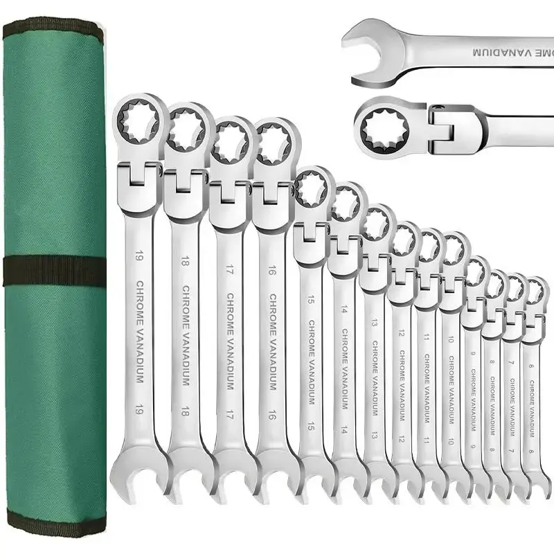 72-tooth Ratchet Wrench Set, Multipurpose Movable Head Wrench Set, Professional Hand Tool for Car Repair, Home Repair, DIY Pr...