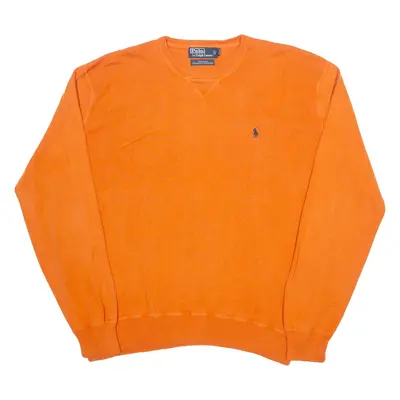 POLO RALPH LAUREN Mens Jumper Orange Tight Knit XL