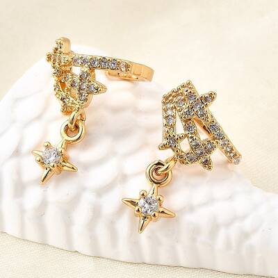 Brass Micro Pave Clear Cubic Zirconia Cuff Earrings