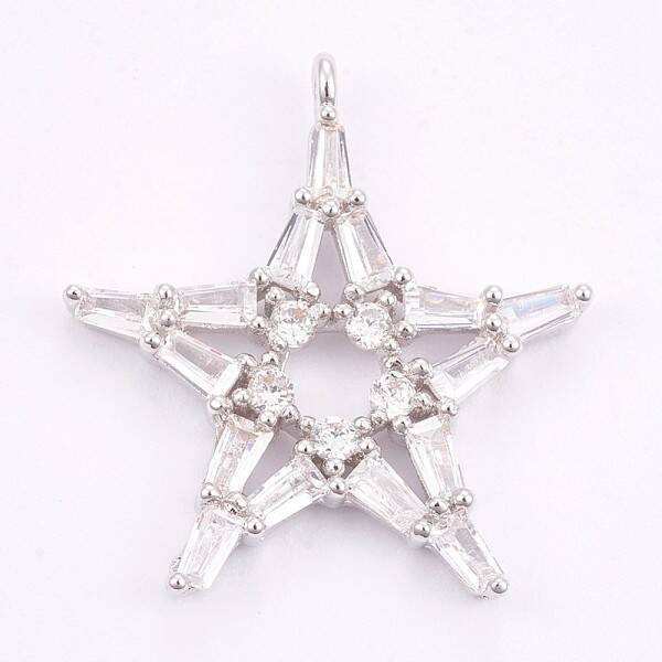 Brass Micro Pave Cubic Zirconia Pendants