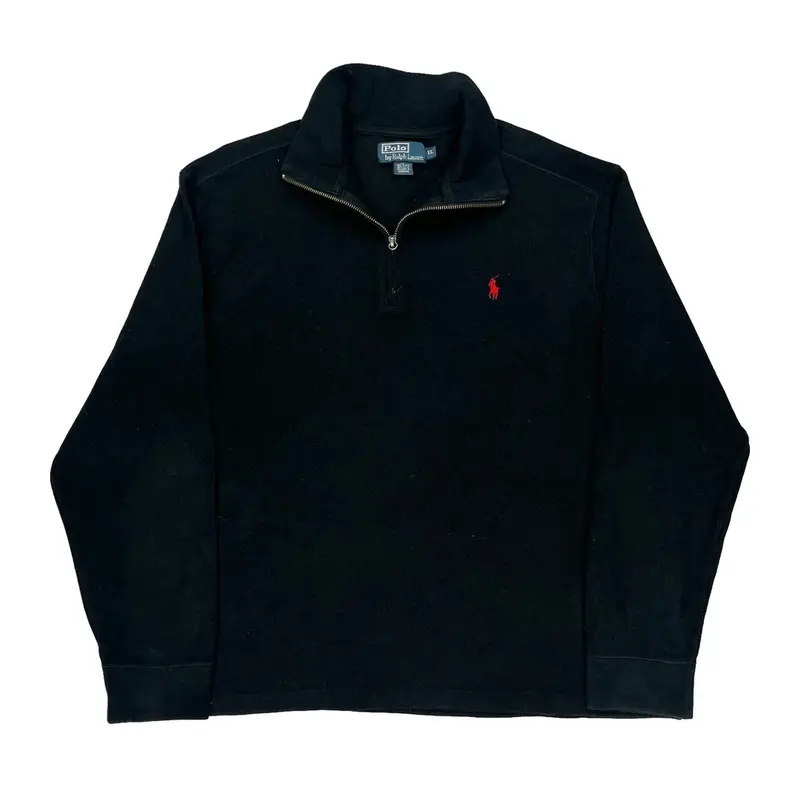 Polo Ralph Lauren 1/4 Zip - XL Black Cotton