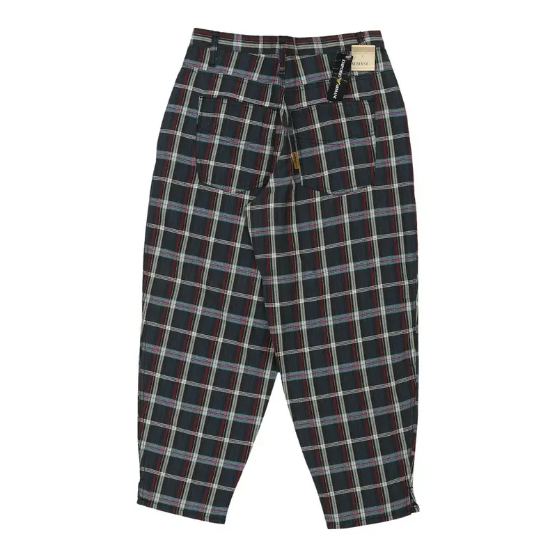 Emporio Armani Checked Trousers - 28W UK 10 Blue Cotton | Size: UK 10