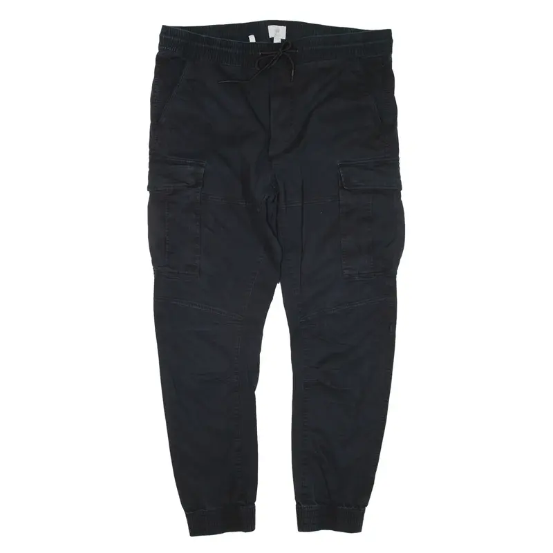 H&M Cargo Trousers Black Regular Tapered Womens W36 L27