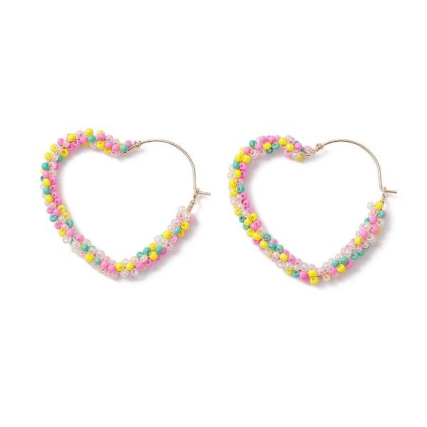 Colorful Glass Seed Beads Hoop Earrings