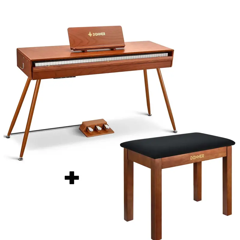 Donner DDP-80 PRO Solid Wood Digital Piano - Piano+Brown Bench