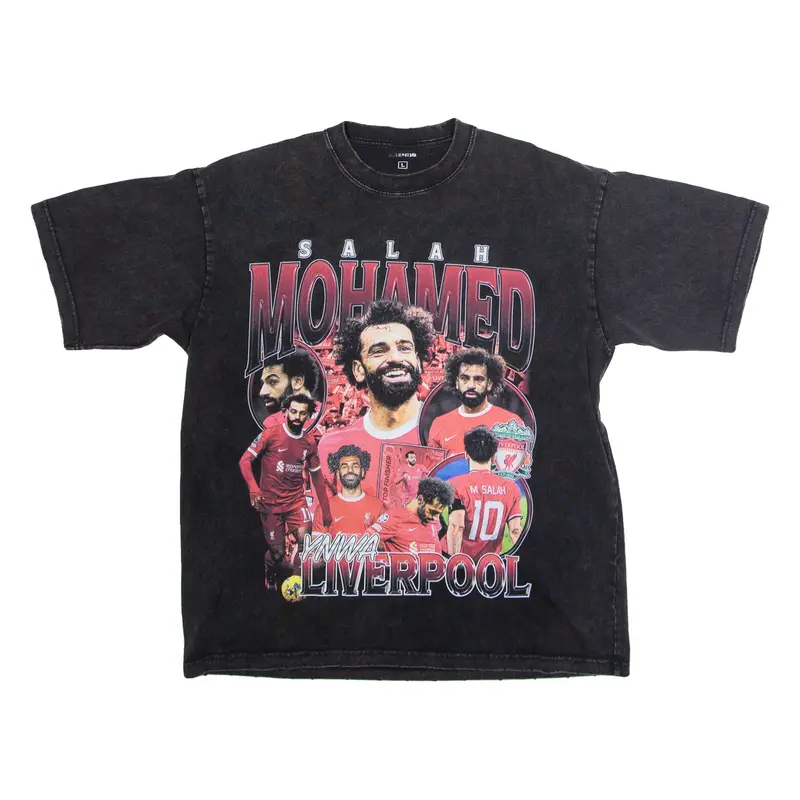 ATHENTIQ Mohamed Salah Tribute Mens T-Shirt Grey Crew Neck L