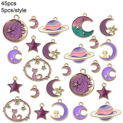 45Pcs 9 Styles Alloy Enamel Pendants