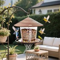 SUMMER Outdoor hanging bird feeder, anti squirrel garden decoration courtyard suitable for outdoor wild bird seeds