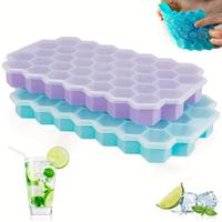 Silicone Ice Cube Tray with Lid, 1 Count 37 Grids Ice Cube Mold, Ice Tray for Freezer, Kitchen Accessories, Bar Accessories, ...