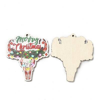 Single Face Christmas Printed Wood Big Pendants