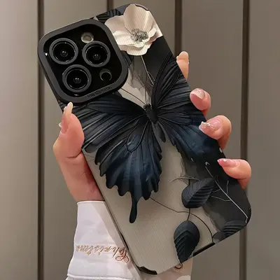 Butterfly & Flower Pattern Phone Case, Anti-drop Cellphone Protective Case, All-inclusive Shockproof Mobile Phone Cover for i...