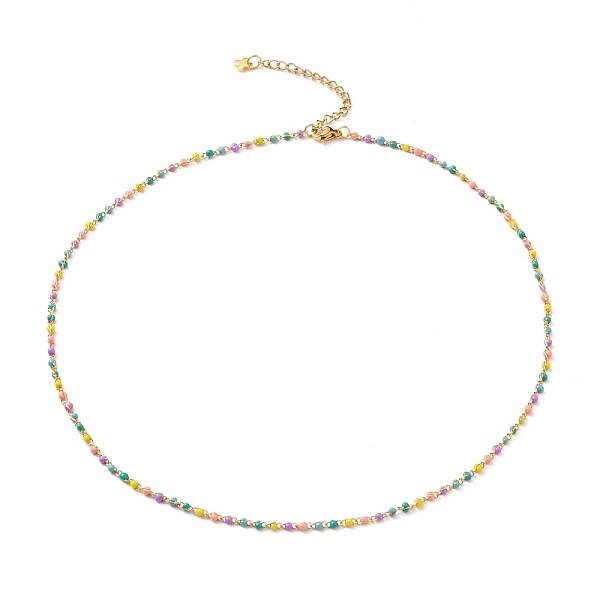 304 Stainless Steel Enamel Twisted Chain Necklaces