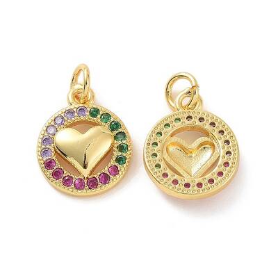 Brass Micro Pave Colorful Cubic Zirconia Charms