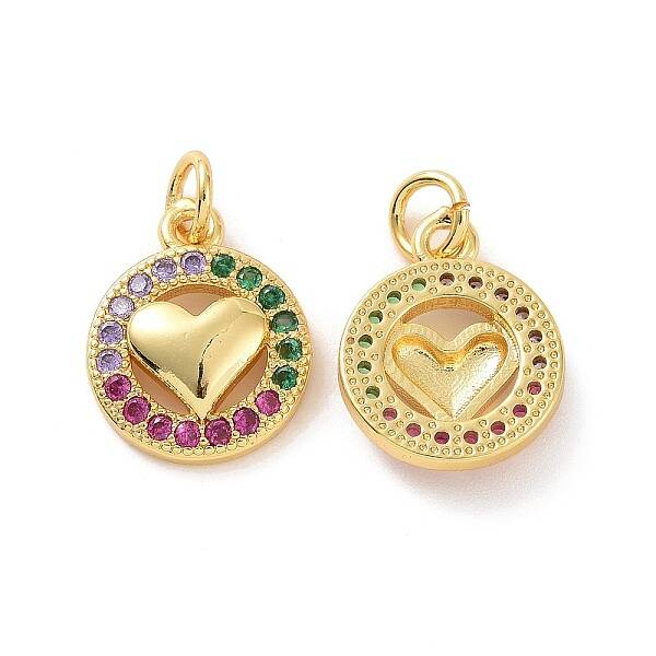Brass Micro Pave Colorful Cubic Zirconia Charms