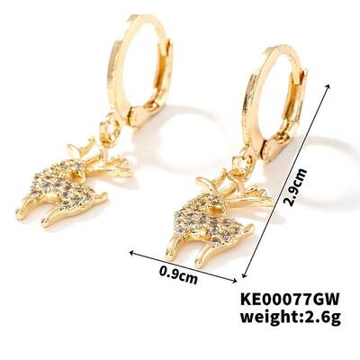 Elegant Vintage Copper Hoop Earrings with Geometric Zircon Stones