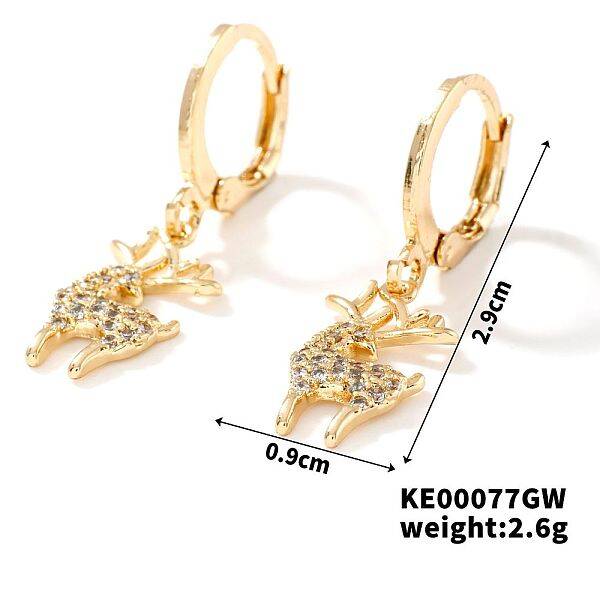 Elegant Vintage Copper Hoop Earrings with Geometric Zircon Stones