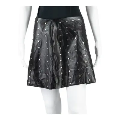 FASHION UNION Faux Leather Metal Beading Womens Pencil Skirt Black Short UK 12