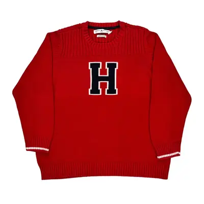 H Logo Tommy Hilfiger Graphic Jumper - 2XL Red Cotton
