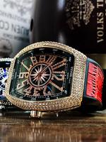 Luxury Rhinestone Decorated Quartz Watch,   New Style Fashionable Square Dial Analog Watch for Men & Women,   Trendy Multifun...